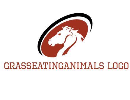 horse head in oval logo
