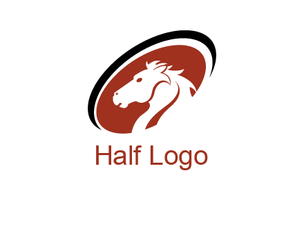 horse head in oval logo