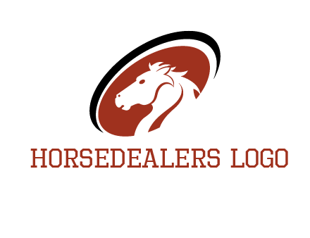 horse head in oval logo