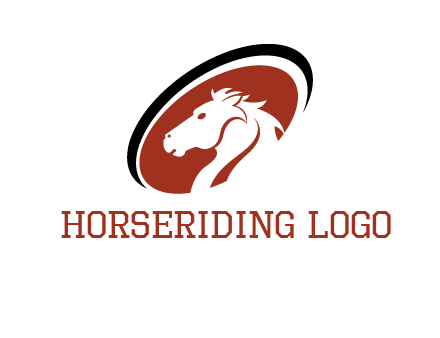 horse head in oval logo
