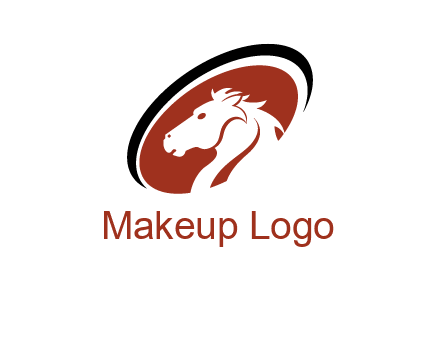 horse head in oval logo