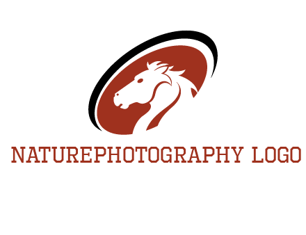 horse head in oval logo