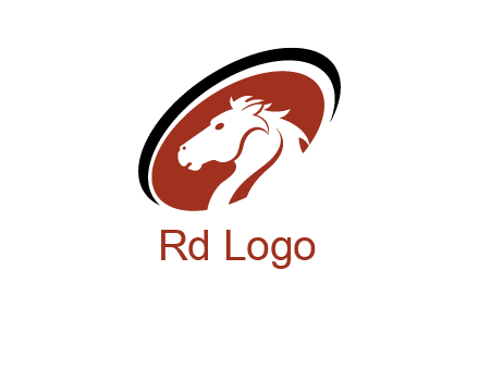 horse head in oval logo