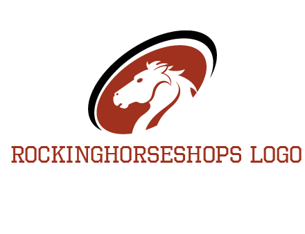 horse head in oval logo