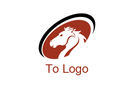 horse head in oval logo