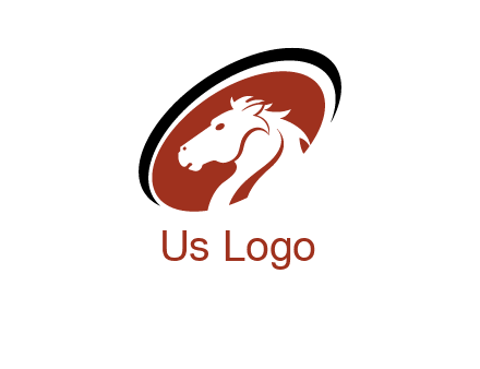 horse head in oval logo