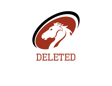 horse head in oval logo