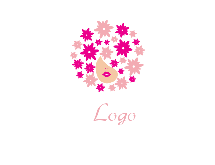 flowers forming Afro hair on woman logo