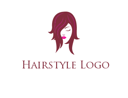 woman with closed eyes, red hair and pink lowlights logo