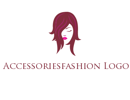 woman with closed eyes, red hair and pink lowlights logo