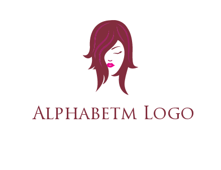 woman with closed eyes, red hair and pink lowlights logo