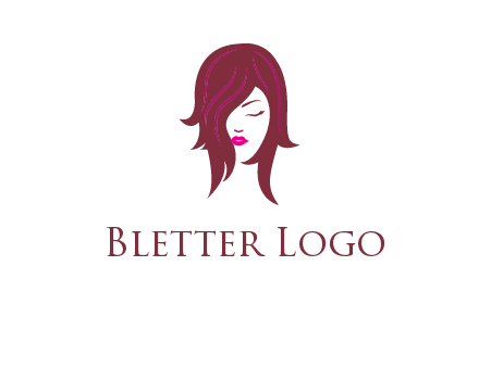 woman with closed eyes, red hair and pink lowlights logo