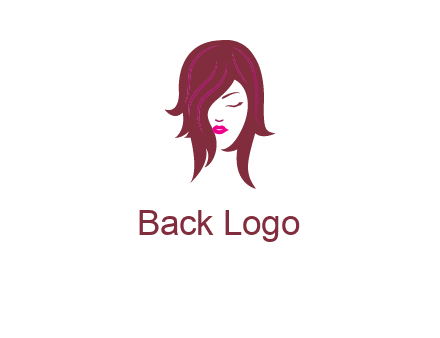woman with closed eyes, red hair and pink lowlights logo
