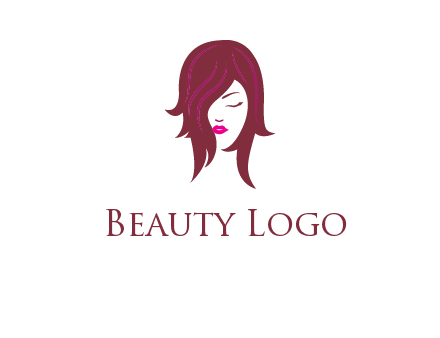 woman with closed eyes, red hair and pink lowlights logo