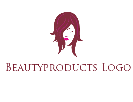 woman with closed eyes, red hair and pink lowlights logo