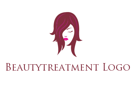woman with closed eyes, red hair and pink lowlights logo