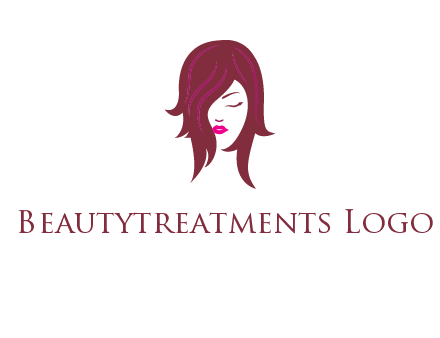 woman with closed eyes, red hair and pink lowlights logo