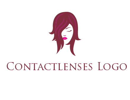 woman with closed eyes, red hair and pink lowlights logo