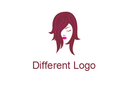 woman with closed eyes, red hair and pink lowlights logo