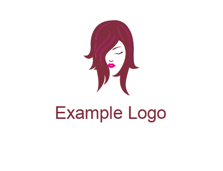 woman with closed eyes, red hair and pink lowlights logo