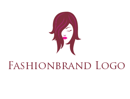 woman with closed eyes, red hair and pink lowlights logo