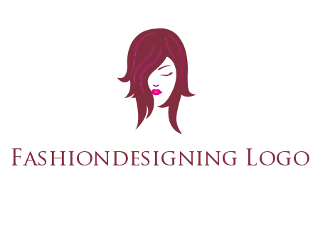 woman with closed eyes, red hair and pink lowlights logo