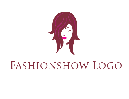 woman with closed eyes, red hair and pink lowlights logo