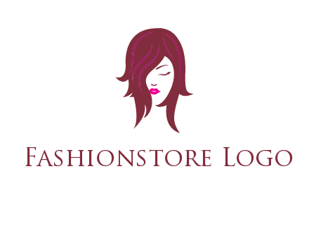 woman with closed eyes, red hair and pink lowlights logo
