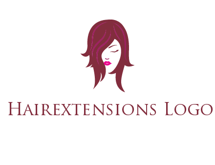 woman with closed eyes, red hair and pink lowlights logo