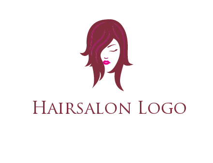 woman with closed eyes, red hair and pink lowlights logo