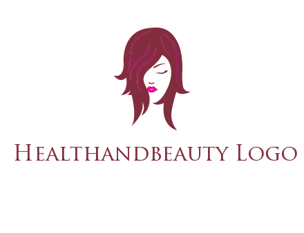 woman with closed eyes, red hair and pink lowlights logo