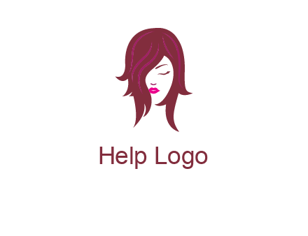 woman with closed eyes, red hair and pink lowlights logo