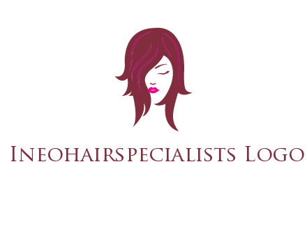 woman with closed eyes, red hair and pink lowlights logo