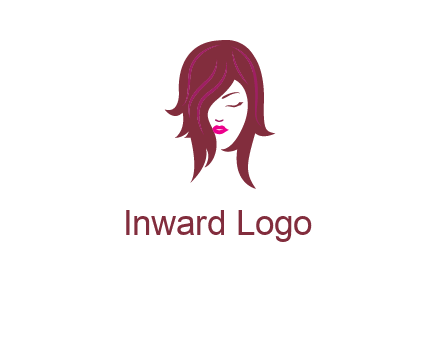 woman with closed eyes, red hair and pink lowlights logo