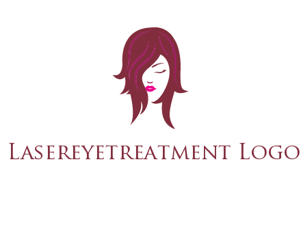 woman with closed eyes, red hair and pink lowlights logo