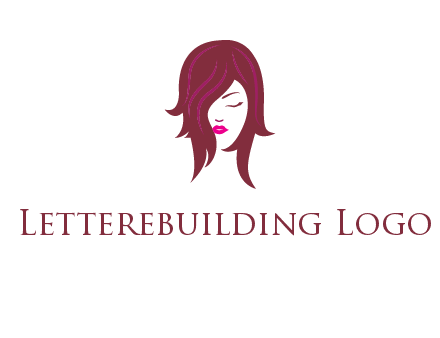 woman with closed eyes, red hair and pink lowlights logo