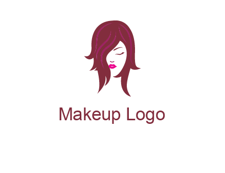 woman with closed eyes, red hair and pink lowlights logo
