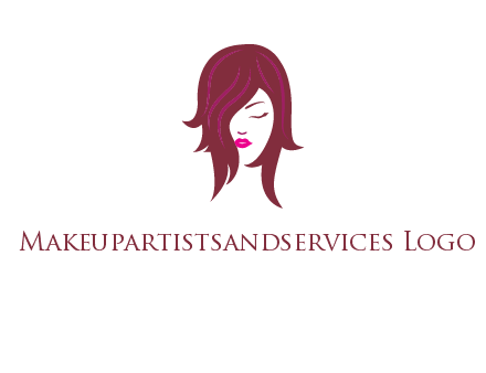 woman with closed eyes, red hair and pink lowlights logo