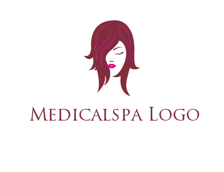 woman with closed eyes, red hair and pink lowlights logo