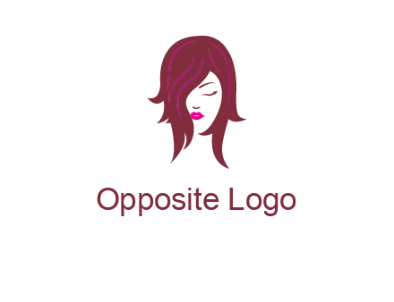 woman with closed eyes, red hair and pink lowlights logo