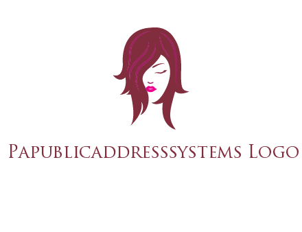 woman with closed eyes, red hair and pink lowlights logo