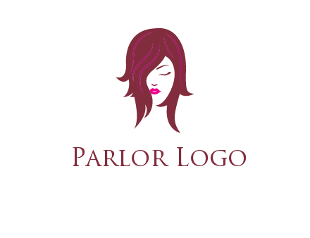 woman with closed eyes, red hair and pink lowlights logo