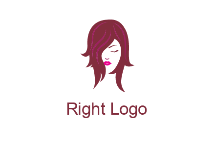 woman with closed eyes, red hair and pink lowlights logo