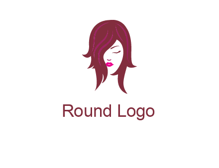 woman with closed eyes, red hair and pink lowlights logo