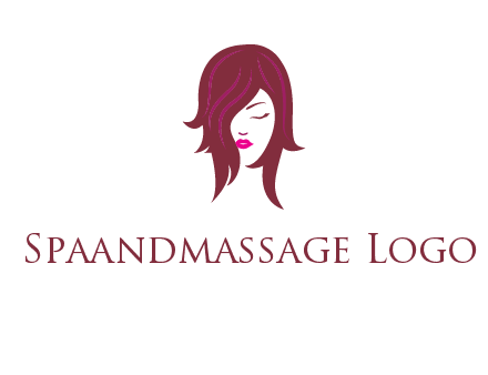 woman with closed eyes, red hair and pink lowlights logo