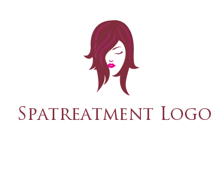 woman with closed eyes, red hair and pink lowlights logo
