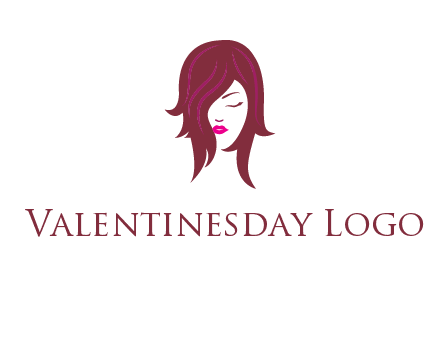 woman with closed eyes, red hair and pink lowlights logo