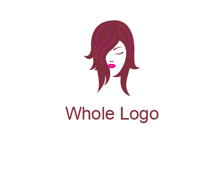 woman with closed eyes, red hair and pink lowlights logo