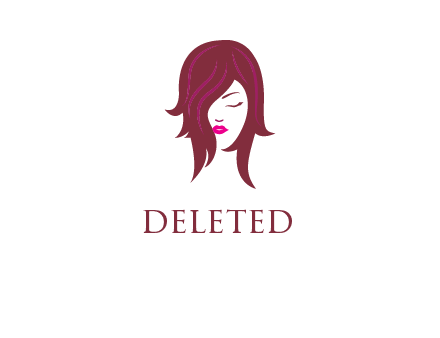 woman with closed eyes, red hair and pink lowlights logo