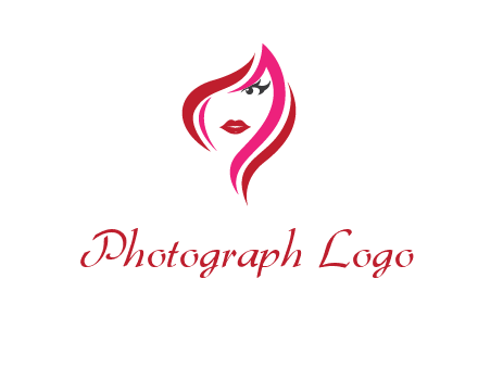 pink and red logo showing the face of a woman